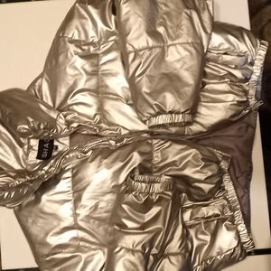 Silver Puffer crop jacket